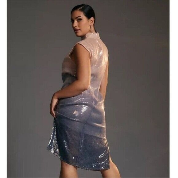 NWT Anthropologie Ombré Sequin Dress Size 2P - Picture 7 of 16